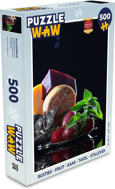 Puzzel Rustiek - Fruit - Kaas - Tafel - Stilleven - Legpuzzel - Puzzel 500 stukjes