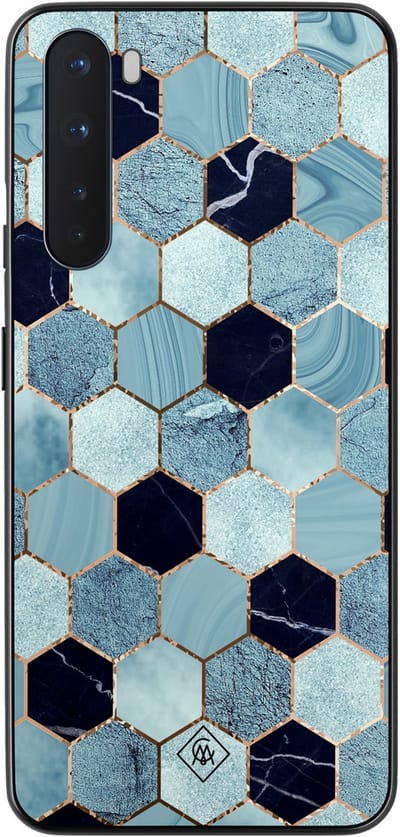 Casimoda® hoesje - Geschikt voor OnePlus Nord - Blue Cubes - TPU - Backcover - Blauw - Marmer