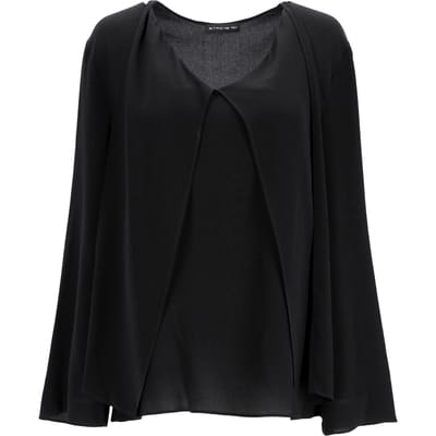 Etro blouse met V-hals en lange mouwen in zwarte viscose