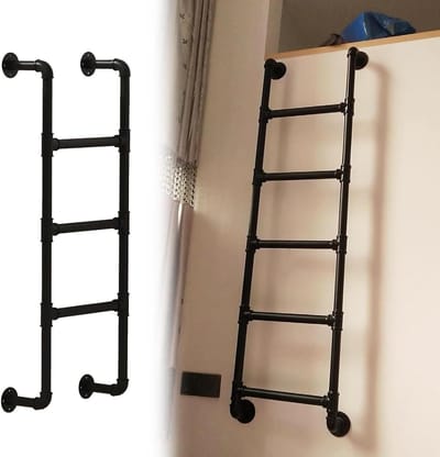 Stapel ladder - Klimladder Binnen - Veilig Bereiken - Antislip Uitstap - 100-300 cm - Zwart