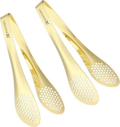 Buffet Tangen Set van 2, Gouden Roestvrijstalen Keuken Tangen voor Salades, Grillen en Serveren