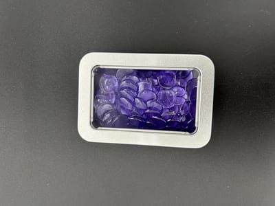 Rekenfiches in blikje (8x6 cm), Transparant paars (100 st.)