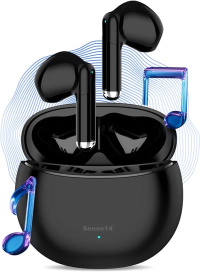Sense14 TW200 draadloze oordopjes – ENC Noise cancelling - Sport Earbuds Draadloos - Bluetooth 5.4 – IPX5 – 20 uur - Zwart