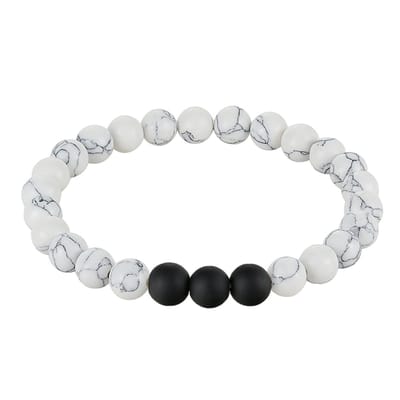 Kralen armband Heren Howliet Agaat Wit Zwart