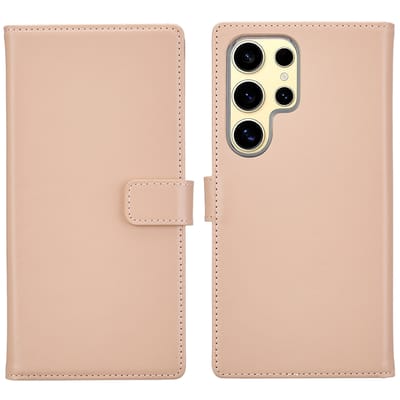 Selencia Hoesje - Geschikt voor Samsung Galaxy S25 Ultra - Echt Lederen Bookcase - Dusty Pink