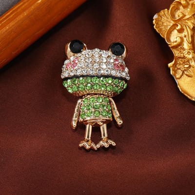 Vintage Dames Heren Schattige Kikker Kristal Broches Speldjes Exquise Unisex Creatief Nieuwe Collectie Strass Dierlijke Spelden Sieraden brown