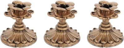 Kandelaar Lotus - Kaarshouder Decoratie - Tafel Decoratie - Hars Constructie - 7.6 cm Hoogte - Brons