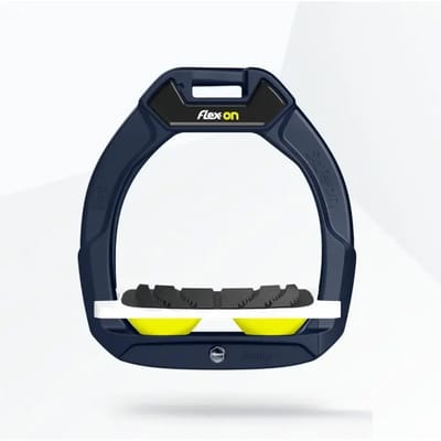 Veiligheidsstijgbeugels Paardrijden Hellend Grip Marine/Wit/Geel Kinderen Flex-On Safe-On