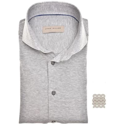 John Miller Overhemd Slim Tricot Allover Mélange Midden Grijs / male