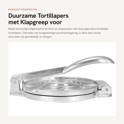 Dailygoods- Tortillapers Gietijzer - Tortilla Maker - Duurzaam - 30cm - Gemakkelijk te Reinigen - Aluminiumlegering - 686 gram - Tortillamaker