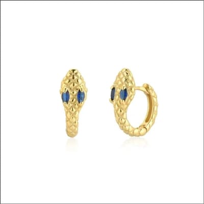 Aramat Jewels | Oorringen | 925 Zilveren Slangen Oorringen 10mm met Zirkonia - Snake Hoops | Goudkleurig / Blauw | |4mm | Zilver | Kinderen, Volwassenen | Verkleurd niet