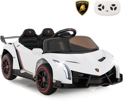 COSTWAY Lamborghini Elektrische auto voor kinderen, kindervoertuig met 2,4 G afstandsbediening en led-koplamp & claxon en muziek, elektrisch voertuig 3-6 km/u, elektrische kinderauto