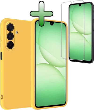 Hoesje Met Screenprotector - Geschikt voor Samsung Galaxy A17 - Sterk & Shockproof - Back Cover - Siliconen Case - Telefoon Hoes - Geel