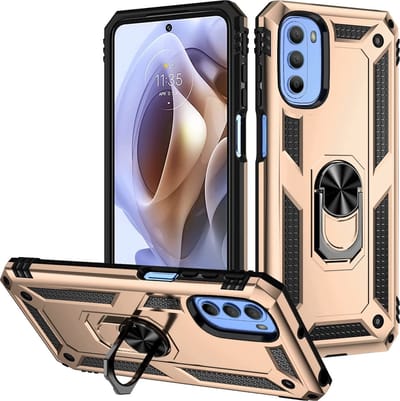 Hoesje geschikt voor Moto G41 / Hoesje geschikt voor Moto G31 hoesje Hybrid Armor Anti-Shock hoesje Goud - Hoesje geschikt voor Moto G31 / G41 Hoesje kickstand Ring houder cover TPU backcover hoesje