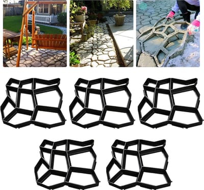 Bestratingsvorm Set - Betonmal Tuinpad - Eigen Pad Maken - Herbruikbaar Stevig Plastic - 43x43x4cm - Zwart