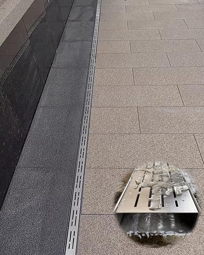 Afwateringsgoot RVS - Drainagegoot Vloergoot - Terras Ontwateren - Roestvrij Staal Rooster - 100 cm - Zilver