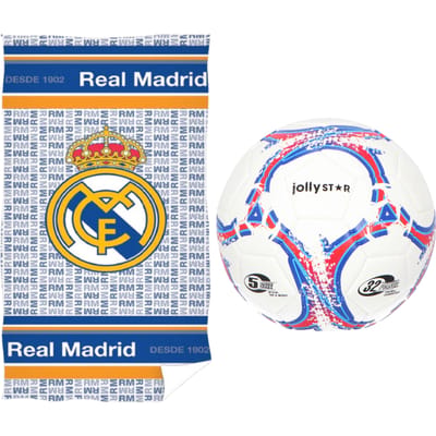Real Madrid strandset; strandlaken en voetbal