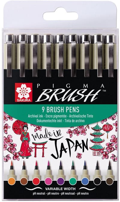 Brushstift bruynzeel sakura pigma 9st ass | 6 stuks