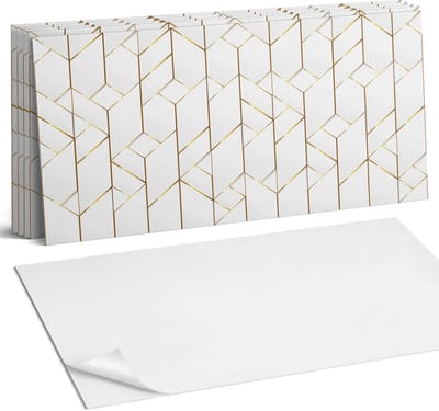 Coloray Plaktegels - Geometrisch lijnenpatroon Wandtegel Zelfklevend - 60 cm x 30 cm - Wit Plaktegels - 6 stuks - Rechthoek PVC Tegels - Plaktegels Keuken - Zelfklevende Vloertegels Badkamer - Vinyl Tegels Zelfklevend - Zelfklevende Wandtegels