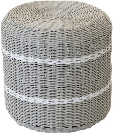 Les - Saigon poef wicker ø41x40cm - grijs