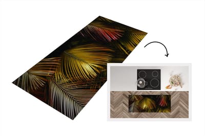 Keukenloper - Loper keuken - Jungle - Goud - Palmblad - 120x50 cm - Keukenloper vinyl