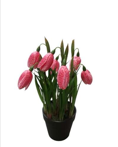 Mica Decorations 3STUKS Kunstplant Kievitsbloem roze H28 x D14cm