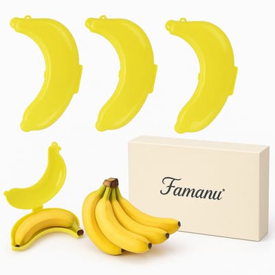 Famanu – Set van van van 3 bananenopbergdozen – Herbruikbare kunststof bananenkokers – Beschermt fruit tegen kneuzing