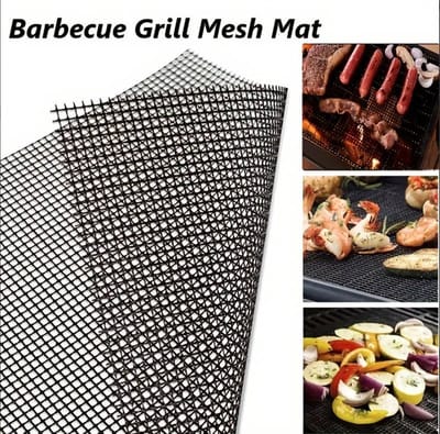 antiaanbakgrillmat - herbruikbare hittebestendige barbecuemat - geschikt voor grillen en bakken - 36 cm x 42 cm - zwart
