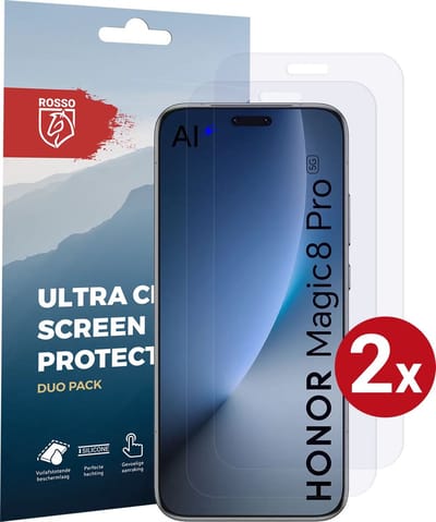 Rosso Screen Protector Geschikt voor Honor Magic 8 Pro | Ultra Clear Duo Pack | TPU Folie | Case Friendly Beschermfolie | 2 Stuks