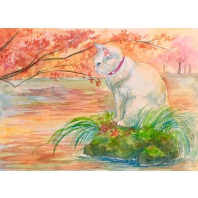 Volledige ronde DIY diamant borduurwerk kat kijken naar het landschap Diamond schilderij Strass Home Decor 20X30CM beige