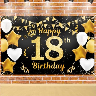Dailygoods- Achtergronddecoratie Grote Banner - 18e Verjaardag
