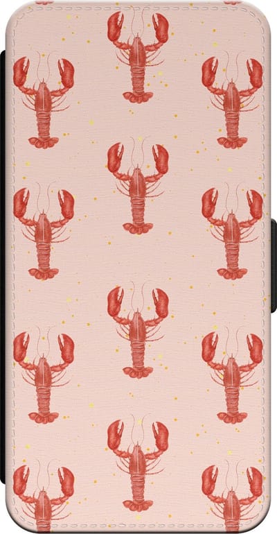 Leuke Telefoonhoesjes - Bookcase hoesje geschikt voor iPhone 14 bookcase leer - Lobster - Lobster - Wallet case met pasjeshouder - Print / Illustratie - Roze