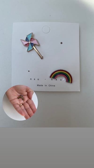 Akyol - zomer Broches - Broche - waaier - cadeau - regenboog – zomerbroche - Cadeau - enamel broche - set van 2 - broche pins - kledingspeld – pin - Bedankje – leuke broche - verjaardag cadeau – cadeau -regenboog broche -pride broche
