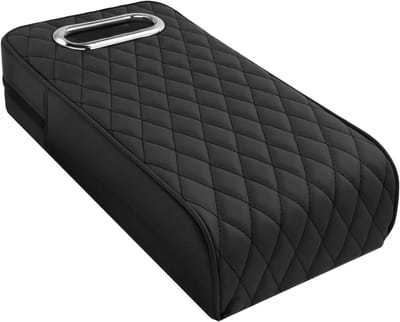 Auto-organizer met zakdoekbox en lederen armleuningkussen voor comfortabele ondersteuning en opbergruimte