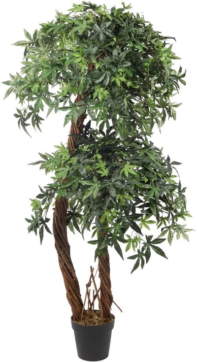 Kunst Esdoornplant Dubbele Stam | 165cm - Kunstplant met hout - Namaak esdoornplant - Kunstplanten voor binnen - Kunstplant esdoorn