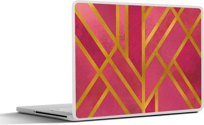 Laptop sticker - 13.3 inch - Goud - Design - Roze - 31x22,5cm - Laptopstickers - Laptop skin - Cover