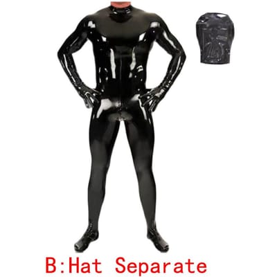 4 Pièces/Ensemble Bodysuit Homme Wetlook PVC Vêtements de Fitness Vêtements de Musculation Body Shaper Manteau Complet Zentai Collants Catsuit Shapewear E3XL