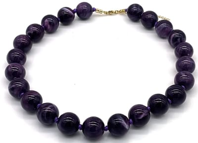 Ketting met acryl kralen - paars - 47-55 cm
