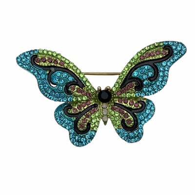 Broche vlinder Blauw strass- Charme Bijoux