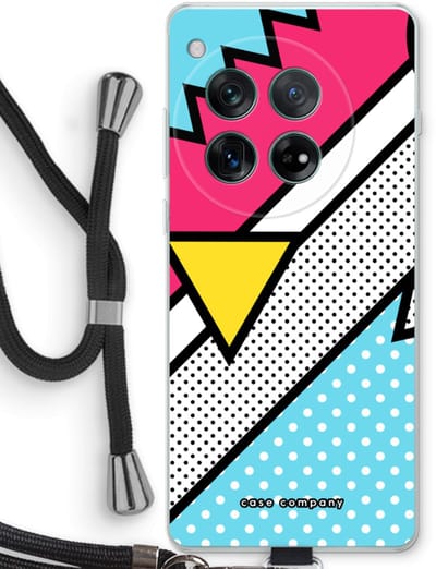 Case Company® - Hoesje met koord geschikt voor OnePlus 12r hoesje met Koord - Pop Art #3 - Telefoonhoesje met Zwart Koord - Bescherming aan alle Kanten en Over de Schermrand