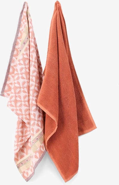 Sissy-Boy - Roze handdoek en theedoek - Hartjes print - 100% katoen
