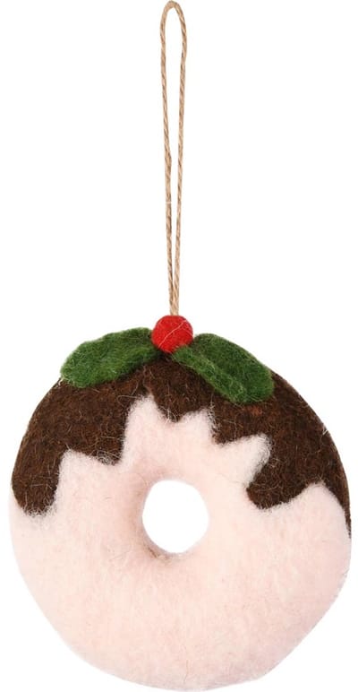 Dekoratief | Hanger donut, roze/bruin, stof, 9x9x3cm | A255345