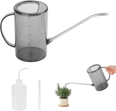 Gieter Kamerplanten - Water Fles - Planten Water Geven - Lange Roestvrijstalen Tuit - 1 Liter Inhoud - Grijs