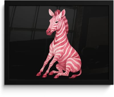 Poster in lijst - Fotolijst 40x30 cm - Posters - Zebra - Roze - Gestreept - Posterlijst zwart - Decoratie - Wanddecoratie woonkamer - Muurdecoratie slaapkamer