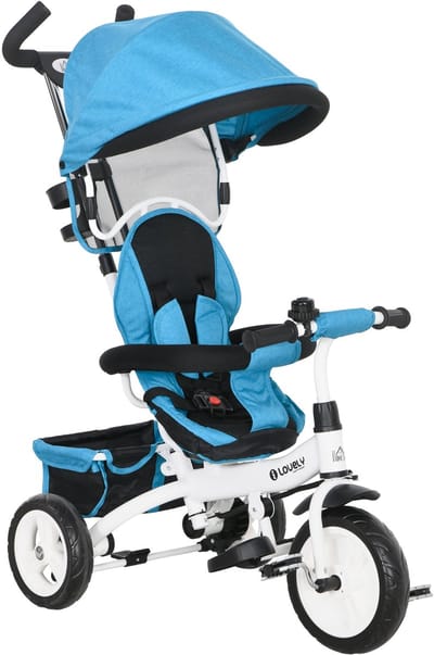 HOMCOM Kinderdriewieler Metaal, Kunststof 95L x 50B x 106H cm Blauw