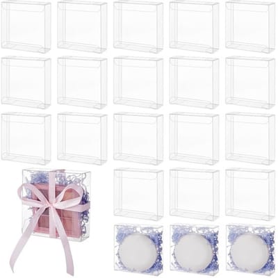 Geschenkdozen 50 stuks - Doorzichtige PVC - Bruiloft gunst dozen - Verpakking voor snoep/chocolade - Verjaardagscadeau - 9 x 9 x 3 cm - Cadeauverpakking