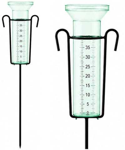 Benza Regenmeter 75 cm – Transparante Regenmeter met Metalen Stok – Tuin Regenmeter – Neerslagmeter – PP Reservoir – 17,5 cm