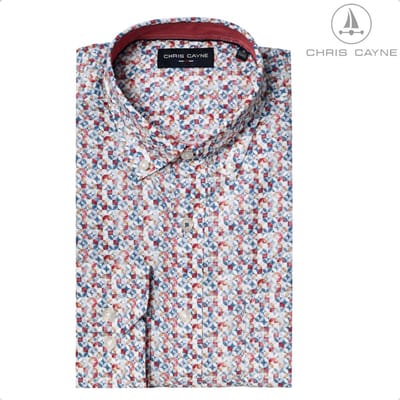 Chris Cayne - Blouse 1334 rood print LM en borstzak - maat M