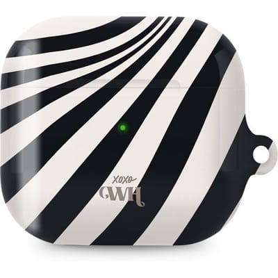xoxo Wildhearts hoesje geschikt voor AirPods 3 - Optical Illusion - Ook als telefoonhoesje verkrijgbaar - schokbestendige case - koptelefoonhoes - Beschermhoes met met golvende print - golven - zwart / beige