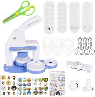 Dailygoods- Badgemaker Complete Set - 72 Knopcomponenten - Cirkelsnijder - Stickers - Sleutelhangers - Voor Feesten en Evenementen - Knutselset